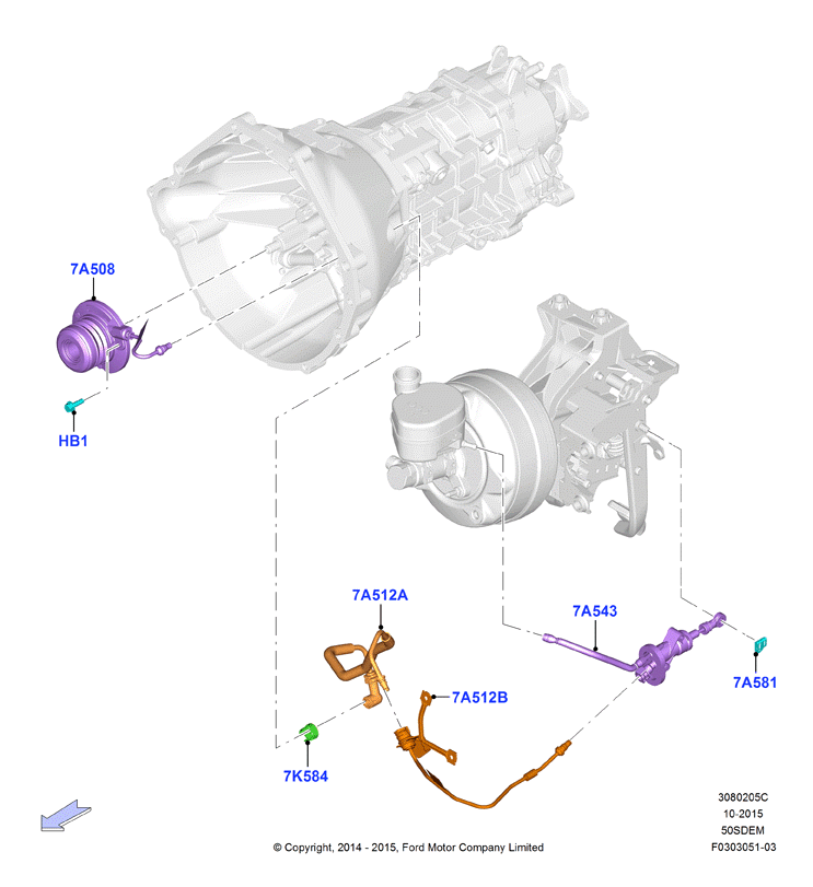 Главный и рабочий цилиндры сцеплен., 5.0L V8 32v DOHC EFI Mod