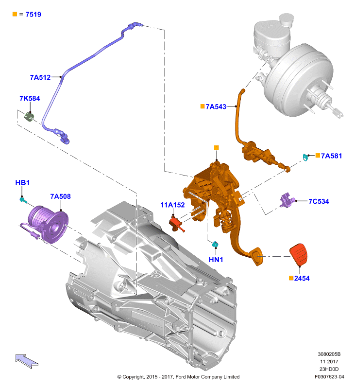 Главный и рабочий цилиндры сцеплен., 2.3L TiVCT Turbo (23HD0D_C)