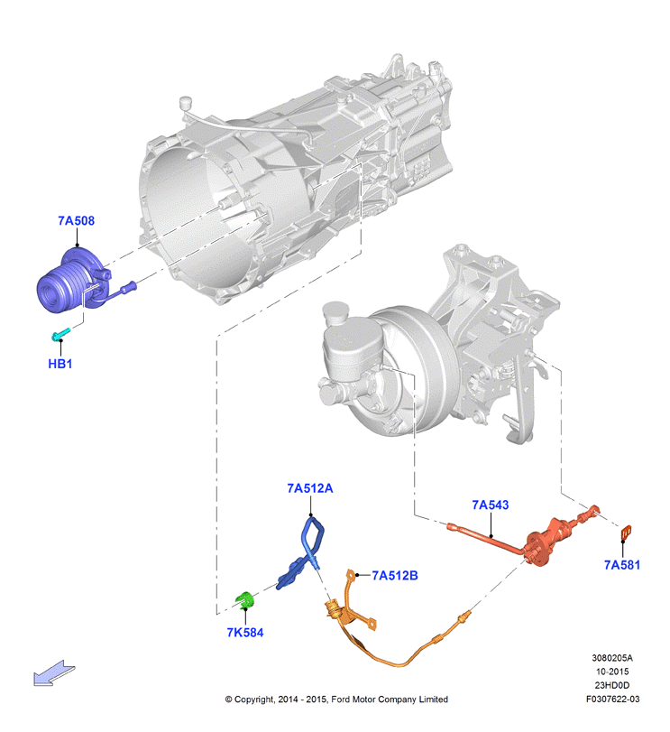 Главный и рабочий цилиндры сцеплен., 2.3L TiVCT Turbo (23HD0D_C)