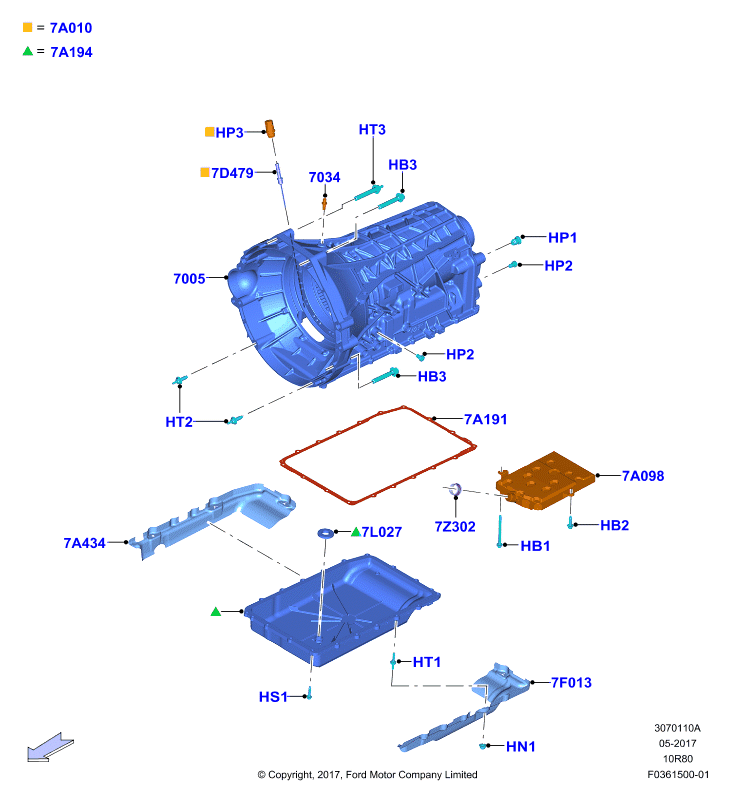 Внешние эл-ты коробки передач, 10 Speed Auto Transmission