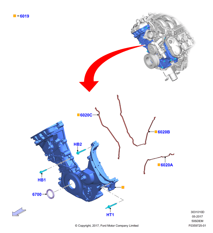 Крышки газораспредели. механизма, 5.0L V8 32v DOHC EFI Mod
