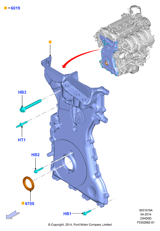Крышки газораспредели. механизма, 2.3L TiVCT Turbo (23HD0D_C)