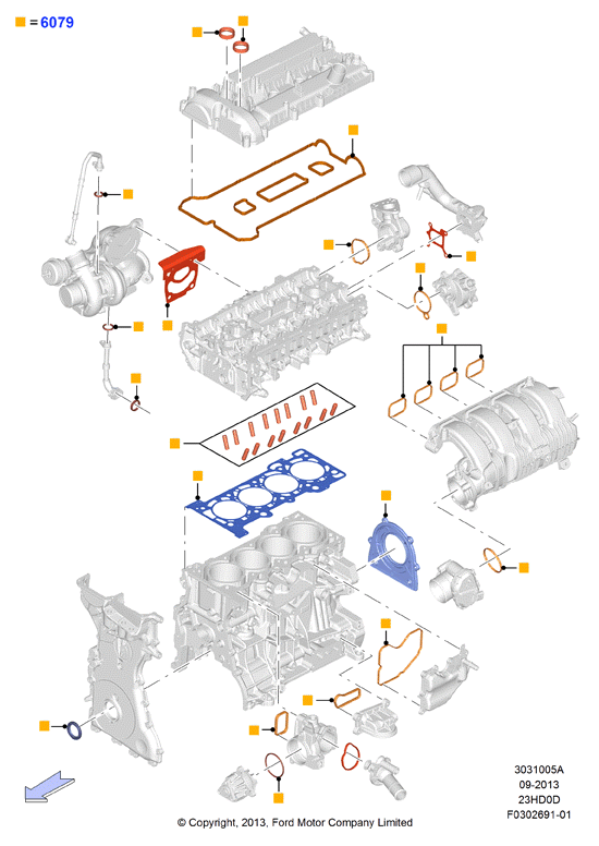 Комплект прокладок двигателя, 2.3L TiVCT Turbo         (23HD0D_C)