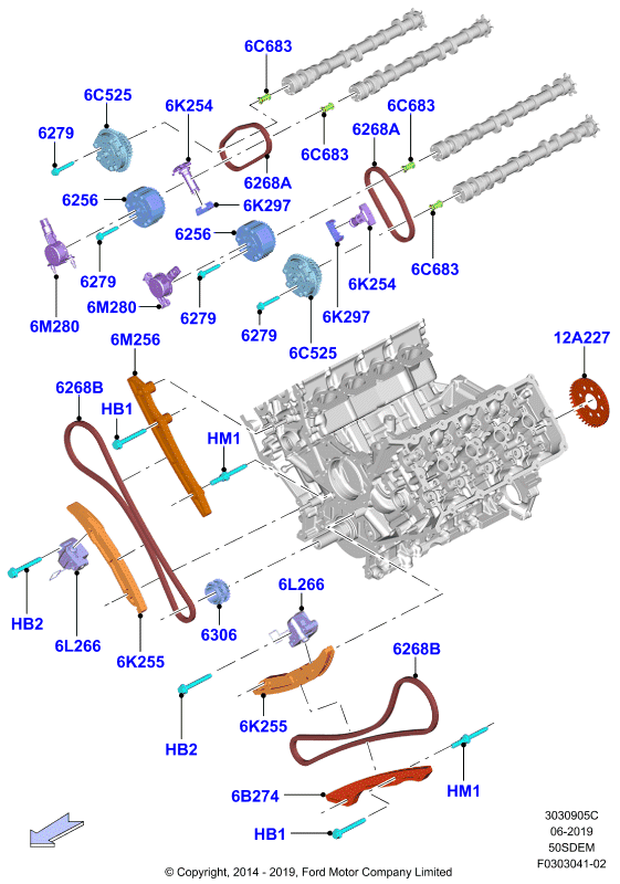 Газораспределительный механизм, 5.0L V8 32v DOHC EFI Mod