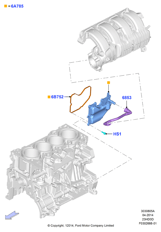 Сист.пониж.токс.выхл.-картер, 2.3L TiVCT Turbo         (23HD0D_C)