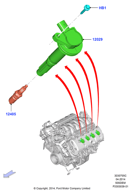 Катушка заж.и провода/свечи заж., 5.0L V8 32v DOHC EFI Mod