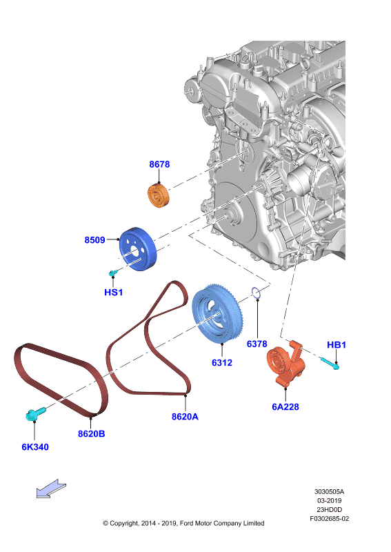 Шкивы и приводные ремни, 2.3L TiVCT Turbo (23HD0D_C)