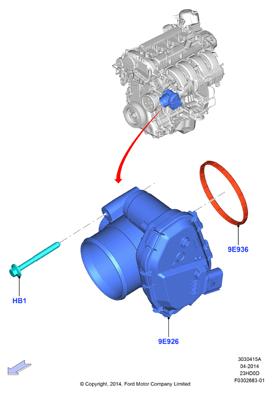 Корпус дроссельной заслонки, 2.3L TiVCT Turbo         (23HD0D_C)