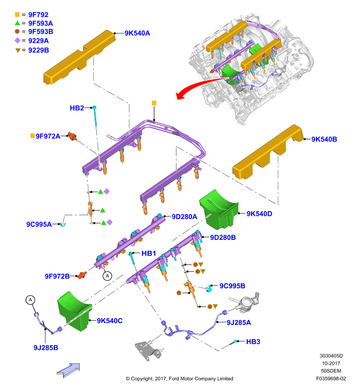 Топливные форсунки и трубопроводы, 5.0L V8 32v DOHC EFI Mod