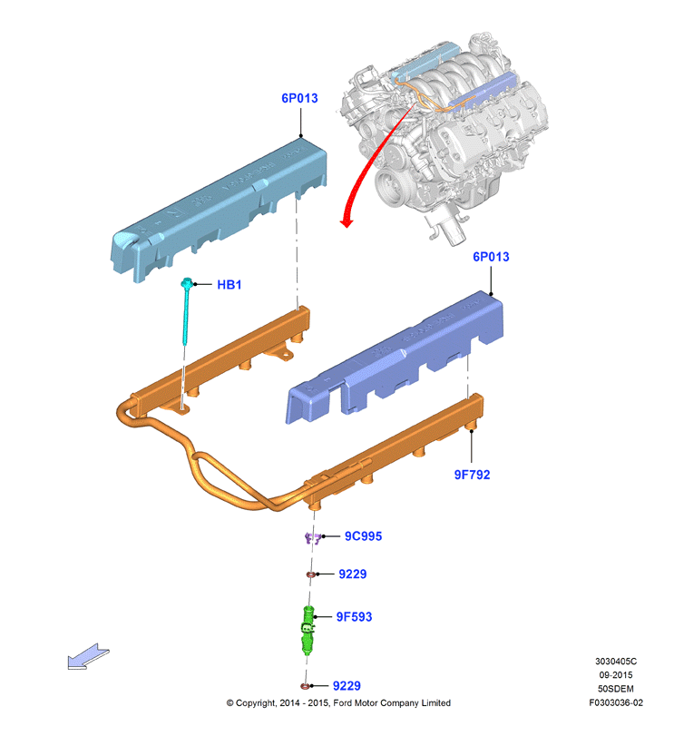 Топливные форсунки и трубопроводы, 5.0L V8 32v DOHC EFI Mod