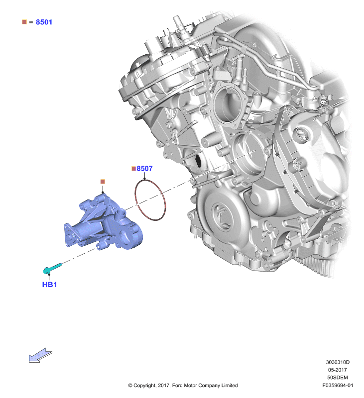 Насос охлаждающей жидкости, 5.0L V8 32v DOHC EFI Mod
