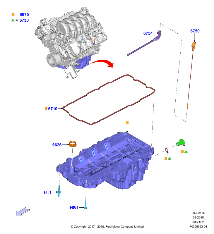 Масл. картер/указат. уровня масла, 5.0L V8 32v DOHC EFI Mod