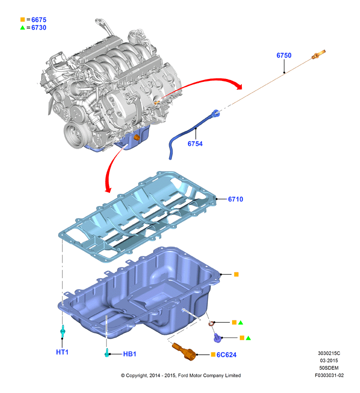 Масл. картер/указат. уровня масла, 5.0L V8 32v DOHC EFI Mod