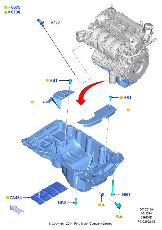 Масл. картер/указат. уровня масла, 2.3L TiVCT Turbo         (23HD0D_C)