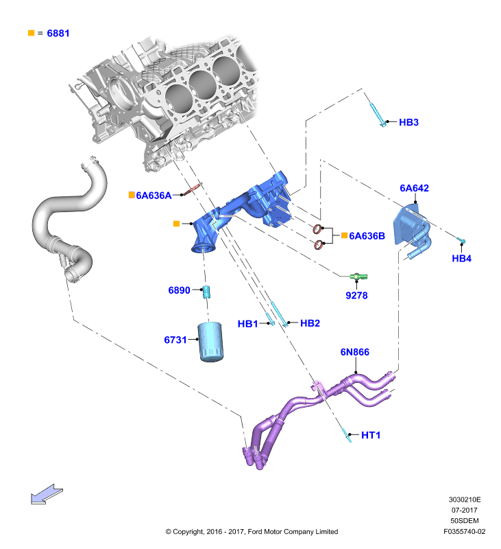 Масляный радиатор и фильтр, 5.0L V8 32v DOHC EFI Mod