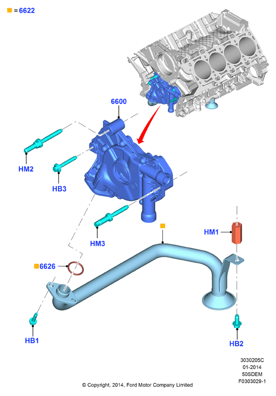 Масляный насос, 5.0L V8 32v DOHC EFI Mod