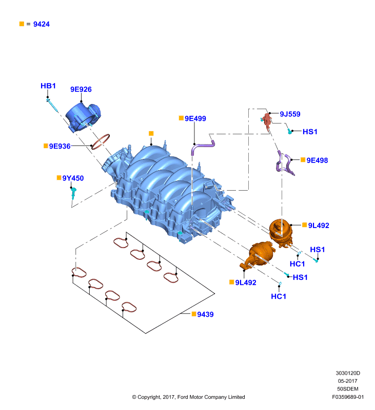 Впускной коллектор, 5.0L V8 32v DOHC EFI Mod