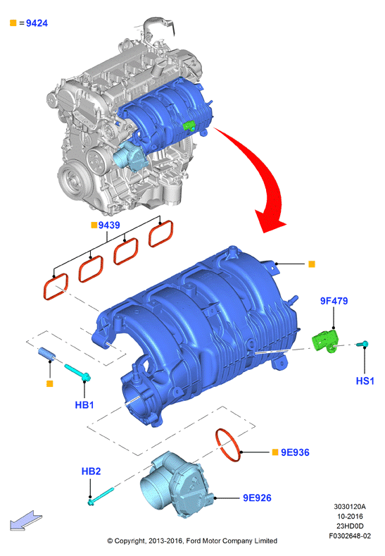 Впускной коллектор, 2.3L TiVCT Turbo         (23HD0D_C)