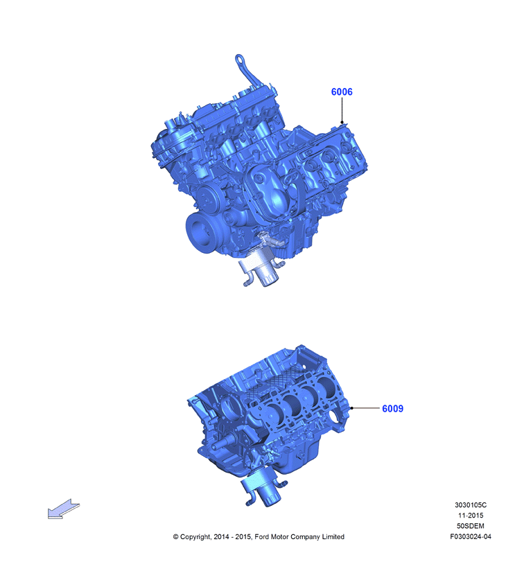 Сервисн.двиг.и неукомпл.блок цил., 5.0L V8 32v DOHC EFI Mod