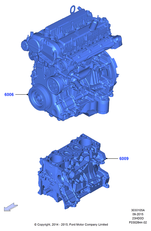 Сервисн.двиг.и неукомпл.блок цил., 2.3L TiVCT Turbo         (23HD0D_C)