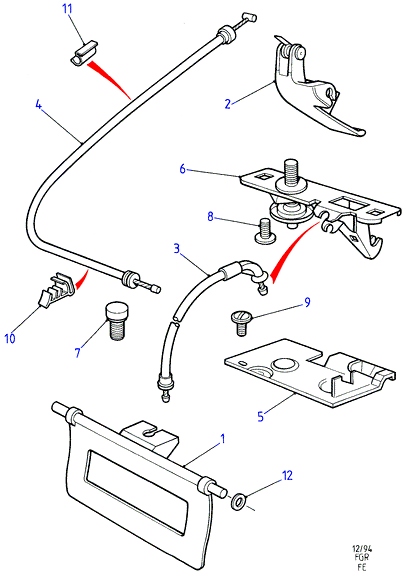 Защелка капота и трос отпирания