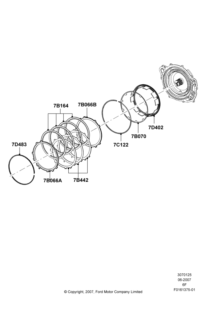 25B - Drive Plates - Low Clutch, 6 Speed Auto Transmission 6F50; 18/JUN/2007-15/JUN/2009