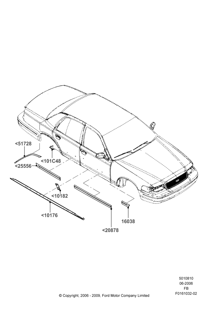 10A - Body Mouldings, Less Fleet Options, Less Long Wheelbase Package; 19/JUN/2006-21/JUL/2008