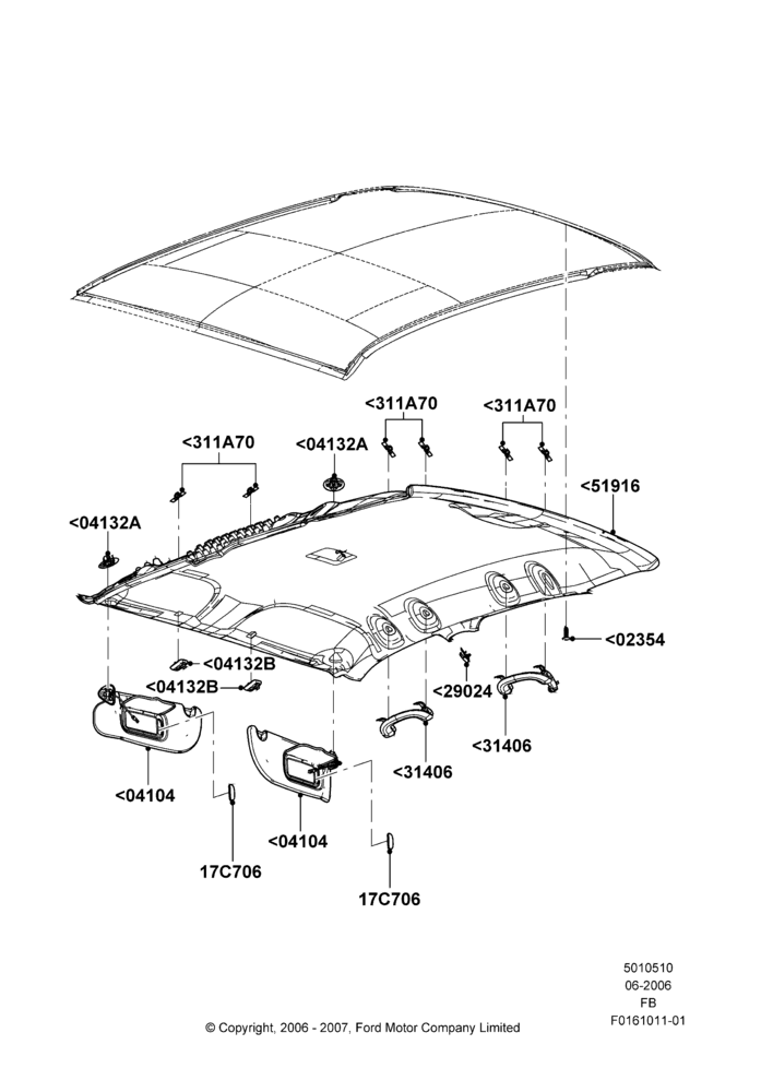 10A - Headlining and Sun Visors, Less Long Wheelbase Package, Less Sun Roof; 19/JUN/2006-26/SEP/2011