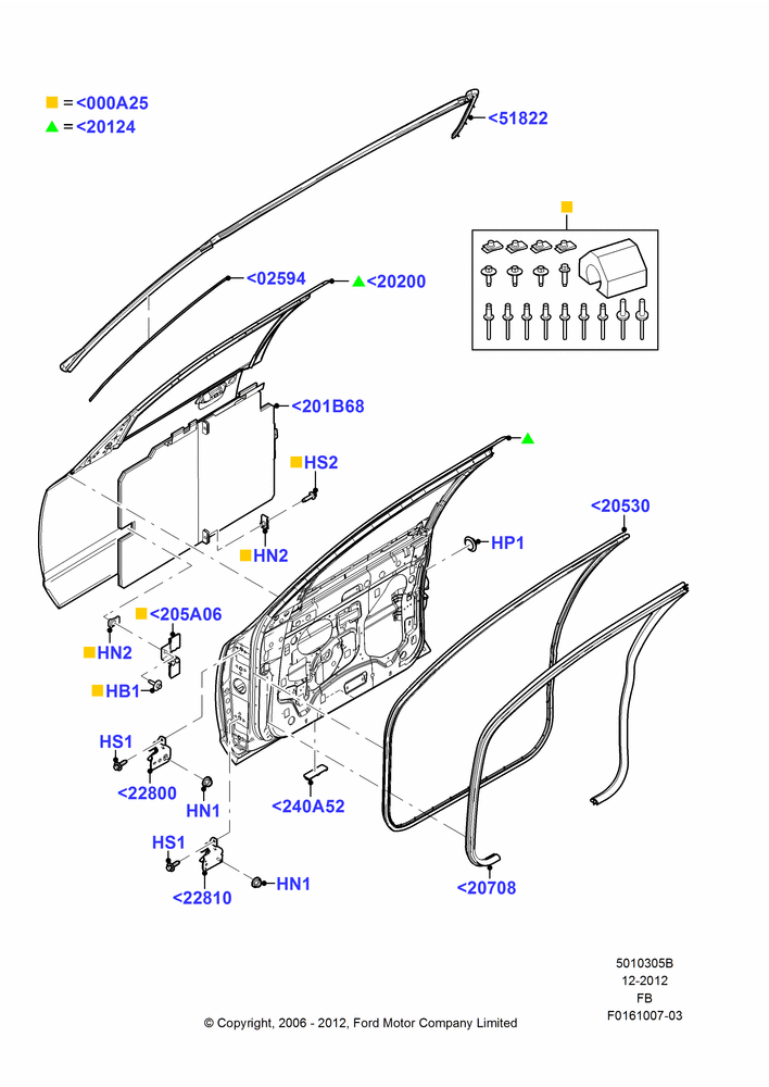 05B - Front Doors, Hinges & Weatherstrips, Body Armor - Doors, Body Armor - LH Side Door; 19/JUN/2006-26/SEP/2011