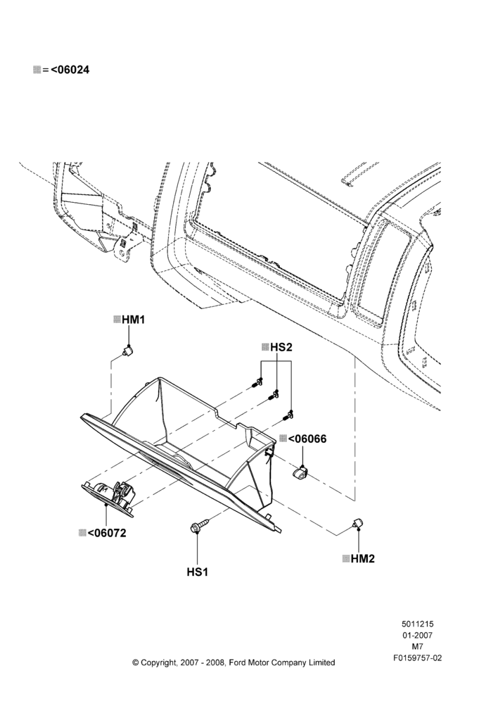 15G - Glove Box, Ford Hybrid Version; 08/JAN/2007-29/APR/2012