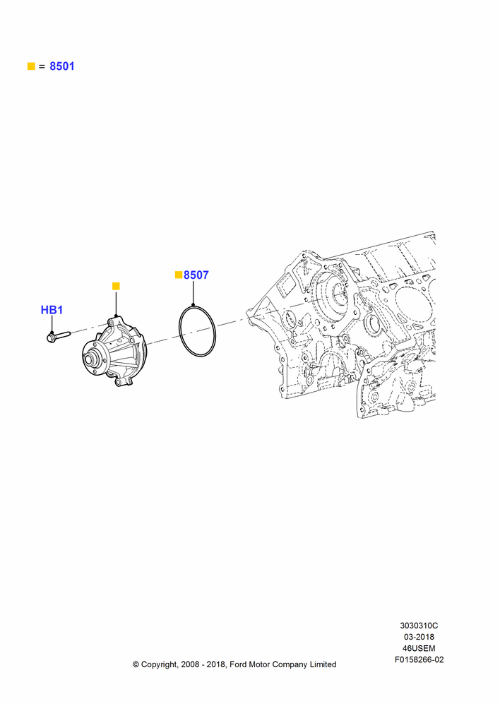 Water Pump, 4.6L 3V V8