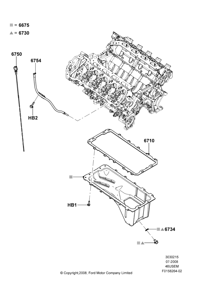 15C - Oil Pan/Oil Level Indicator, 4.6L 3V V8; 18/AUG/2008-23/DEC/2014
