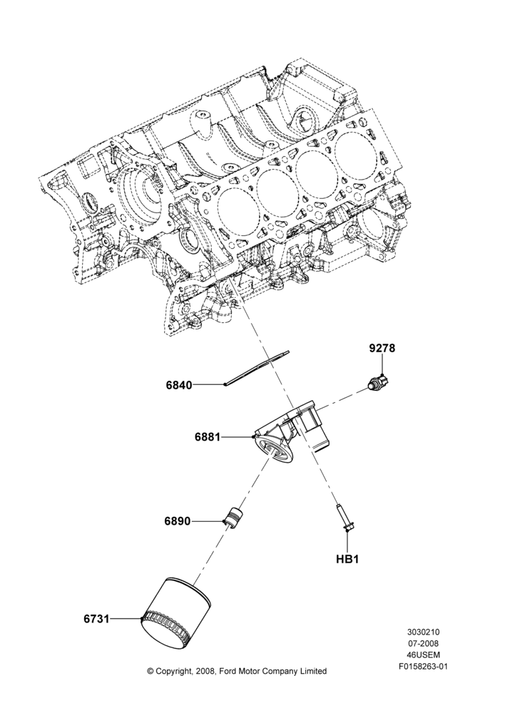 10C - Oil Cooler and Filter, 4.6L 3V V8; 18/AUG/2008-23/DEC/2014