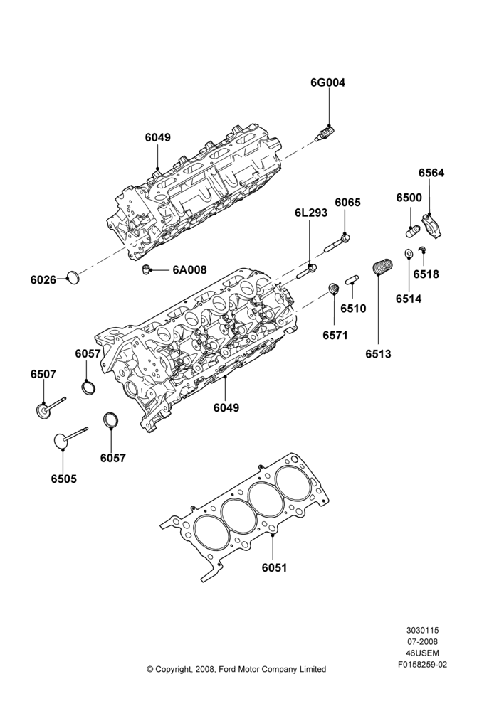 15C - Cylinder Head, 4.6L 3V V8; 18/AUG/2008-23/DEC/2014