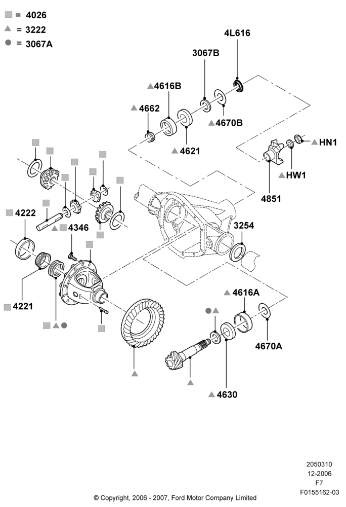 10B - Components - Front Axle Diff & Carr, LHD 4WD (Part Time Drive); 18/DEC/2006-12/FEB/2010