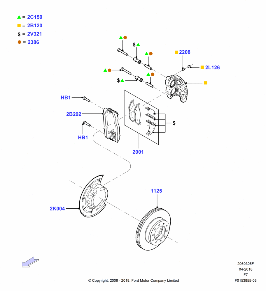 Front Brake Discs and Calipers, Ford 550 Series, Ford 450 Series