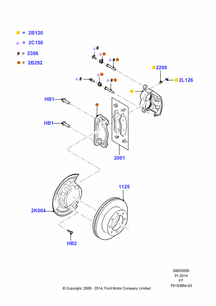 Front Brake Discs and Calipers, Ford 250 Series, Ford 350 Series, LHD 4WD (Part Time Drive)
