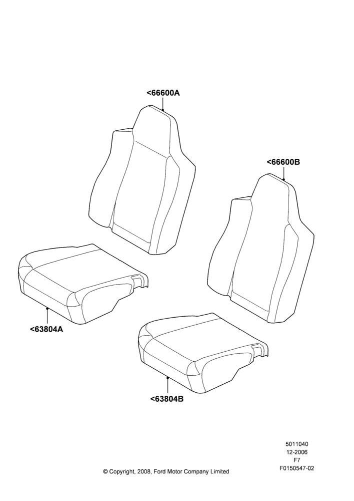 40H - Rear Seat Covers, Crew Cab, With 2nd Row Dual Captain Chairs; 18/DEC/2006-12/FEB/2010