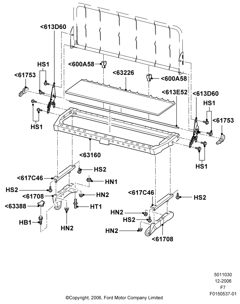 30G - Rear Seat Base, Crew Cab, With 2nd Row Bench Seat - 3 Passngr; 18/DEC/2006-12/FEB/2010