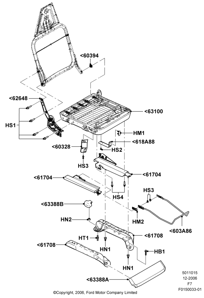 15V - Front Seat Base, With 40/20/40 Split Bench Frnt Seat, With Captain Chair Front Seats, With High Back Front Seats, With Pass. 2 Way Manual Seat Adjust; 18/DEC/2006-12/FEB/2010