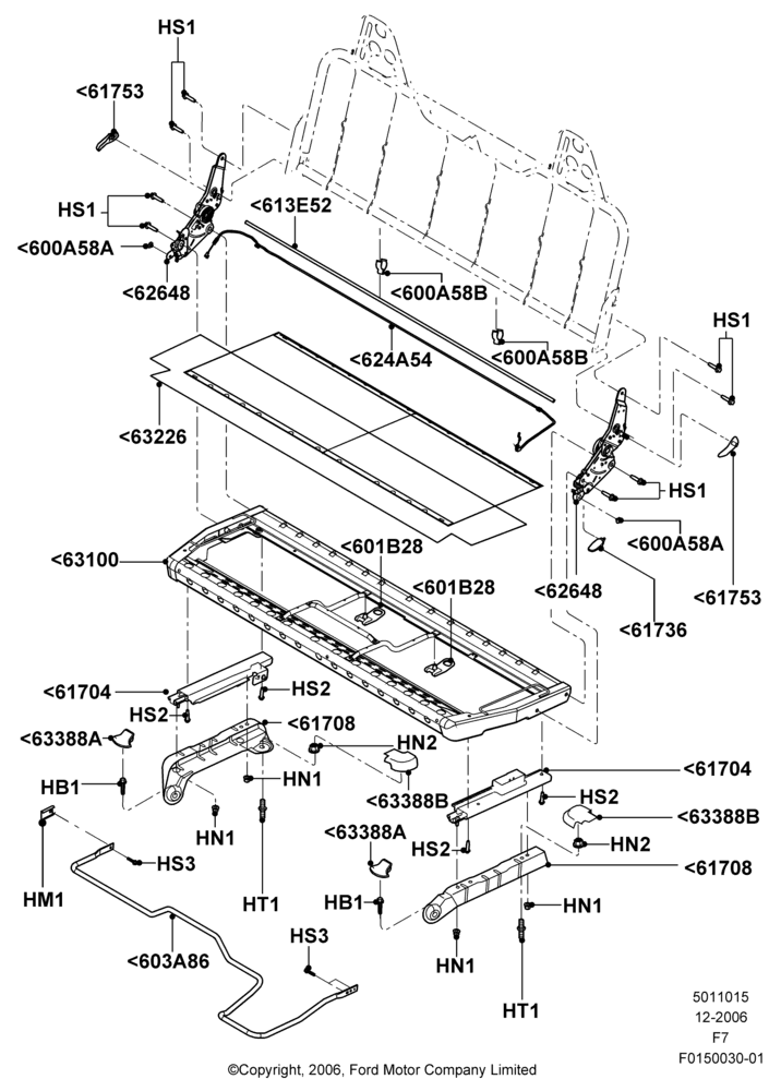 15S - Front Seat Base, Bench Type Front Seat, With Split Bench Front Seat; 18/DEC/2006-12/FEB/2010