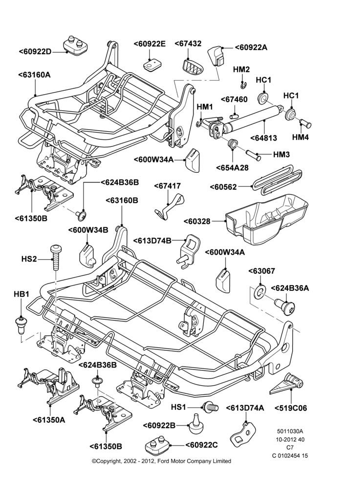 30A - Rear Seat Base, 2nd Row 60/40 (3 P) Folding Seat; 20/MAY/2002