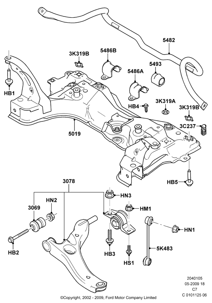 05 - Front Susp.Arms/Stabilizer/X-Member; 20/MAY/2002