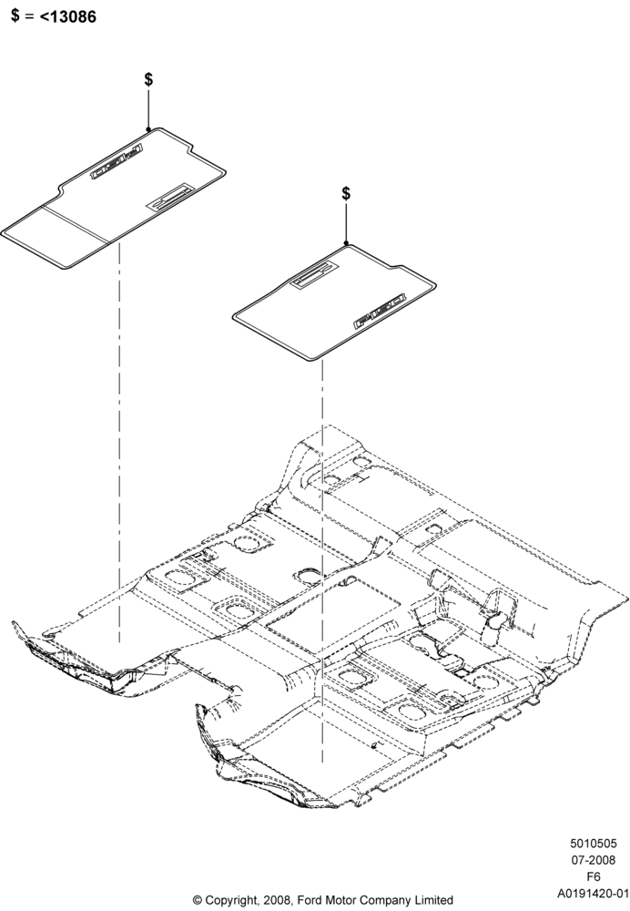 05XH - Floor Trim, Regular Cab, Accessory Fit; 18/AUG/2008-19/AUG/2010