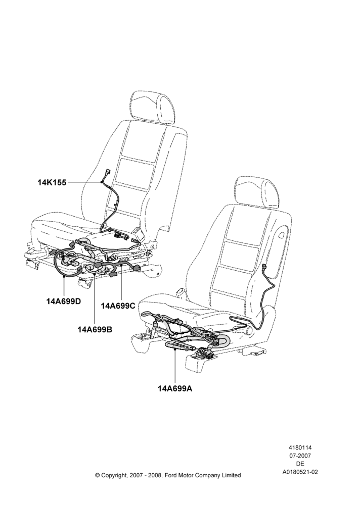 14D - Wiring - Seats, Ford Division Derivative; 02/JUN/2008-04/FEB/2009
