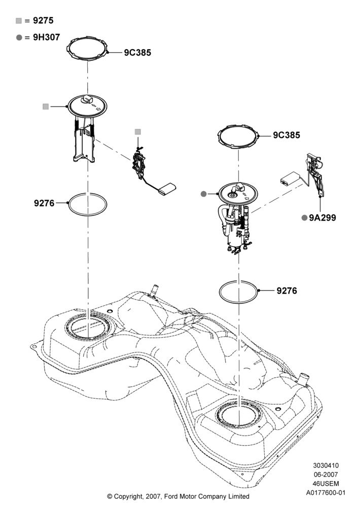 10B - Fuel Pump And Sender Unit, 4.6L 3v V8 SOHC EFI; 25/JUN/2007-26/FEB/2009