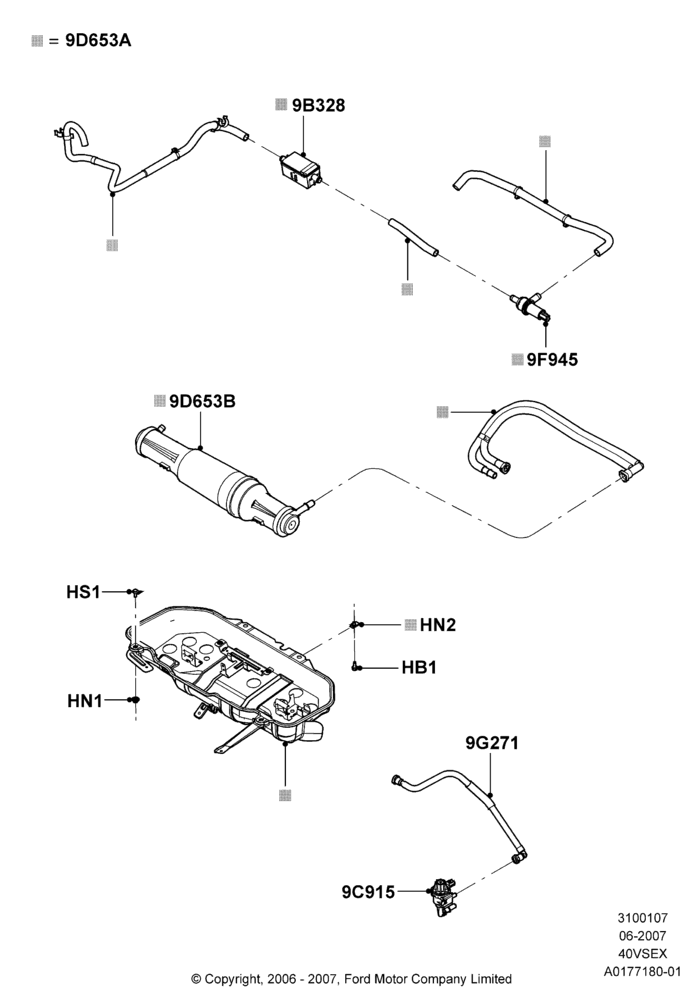 07B - Fuel Vapour System, 4.0L V6 12V SOHC EFI; 05/JUN/2006-25/JUN/2007
