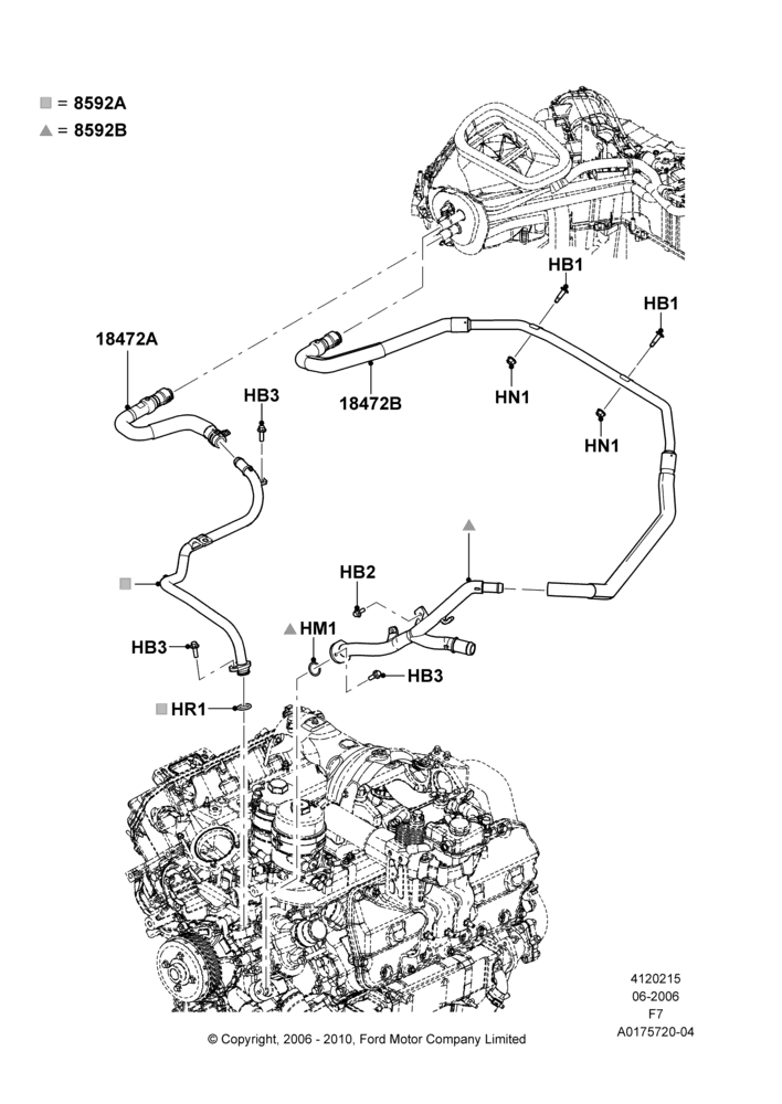 15G - Heater Hoses, 6.4L Diesel V8 Twin Turbo; 18/DEC/2006-12/FEB/2010