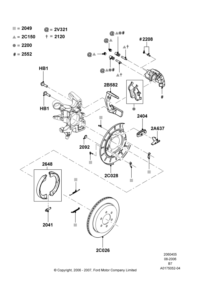 05B - Rear Brake Discs and Calipers; 02/AUG/2006-30/JUN/2017