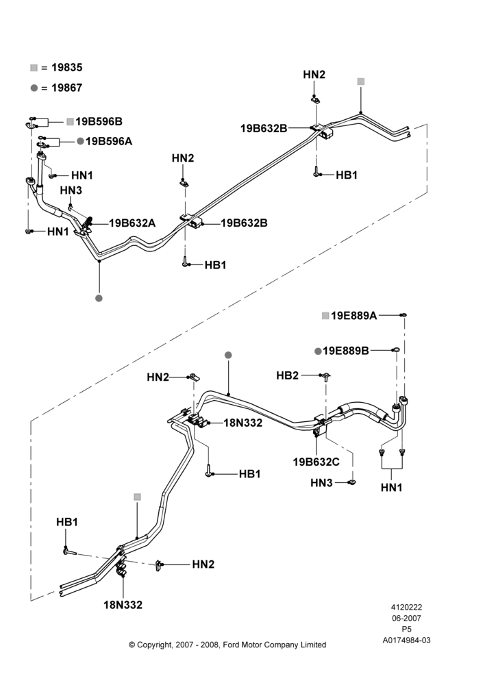 22C - Air Conditioning System, Rear Auxiliary Air Conditioning, Underbody; 18/JUN/2007-15/JUN/2009